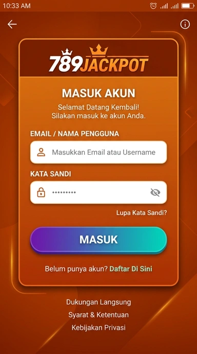 Tampilan halaman login 789jackpot
