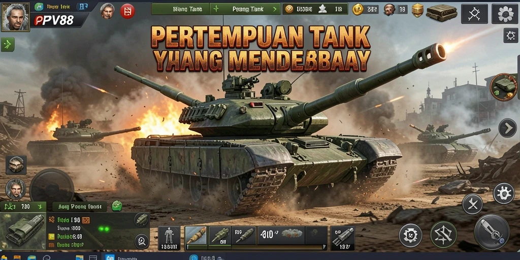 Antarmuka permainan PPV88 menampilkan pertempuran tank yang mendebarkan dan strategis.