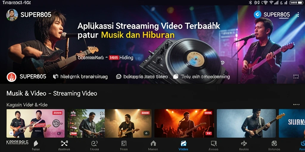 Tampilan antarmuka utama SUPER805 dengan fitur Streaming Video.
